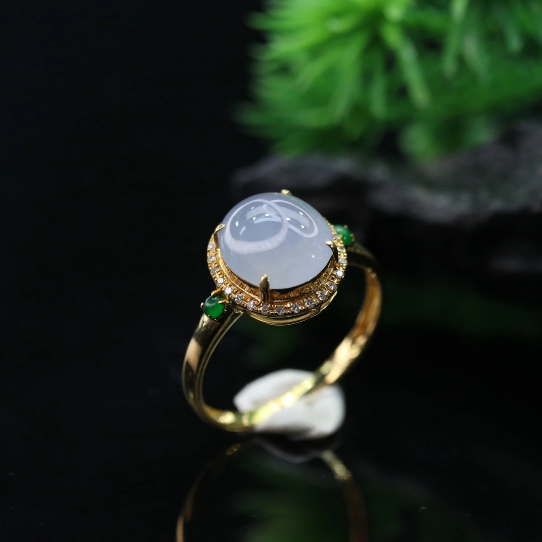 FC10天然缅甸翡翠A货18k蛋面戒指/901870/保利厦门拍卖