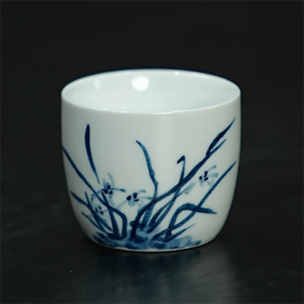 1个正价手绘直口杯-兰花