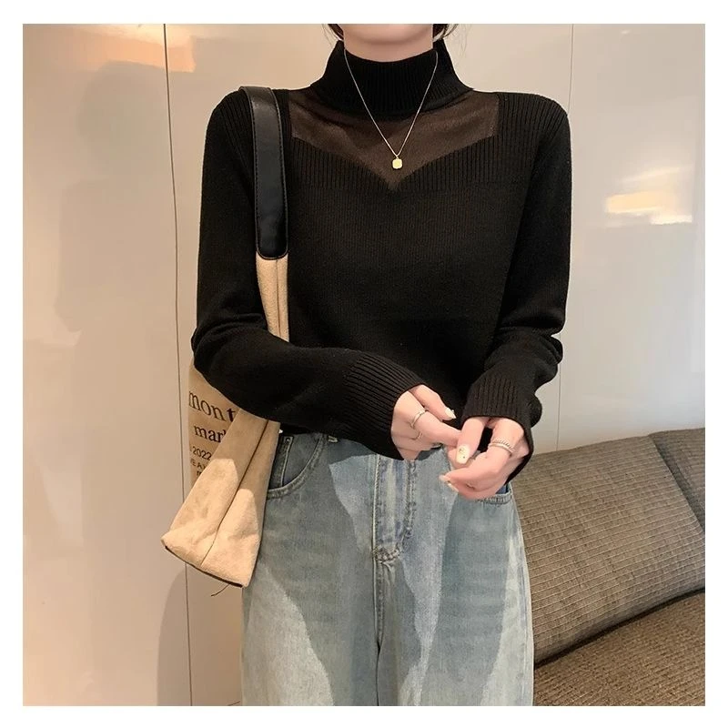 半高领毛衣针织衫女士秋冬加绒加厚一体绒保暖防水貂绒打底衫3530