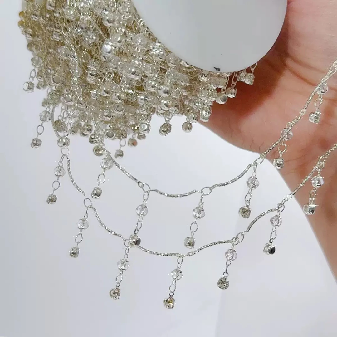 编号242 亮银色弯棍仙女晶晶百搭 手工串珠 高保色链条