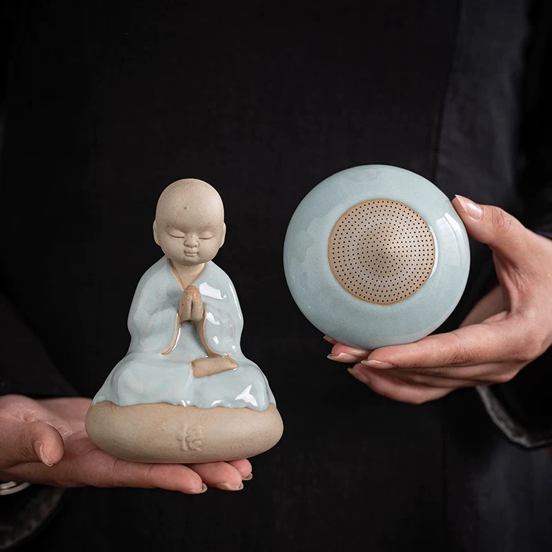 创意汝窑开片天青小和尚茶滤茶漏茶叶过滤网家用茶具配件茶道摆件