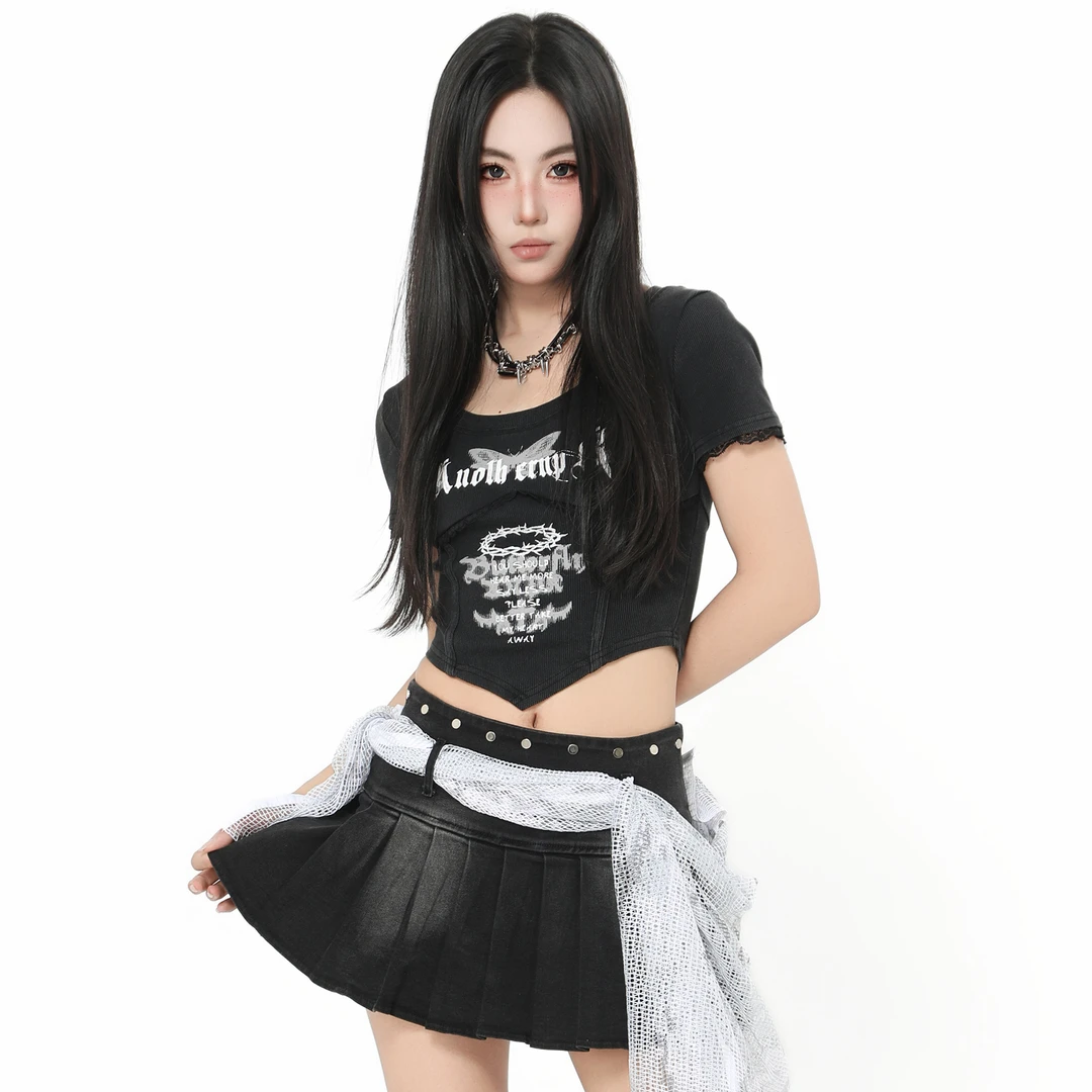 ANPK街头辣妹正肩T恤T恤小众显瘦t恤时尚黑色打底A5F02B0098