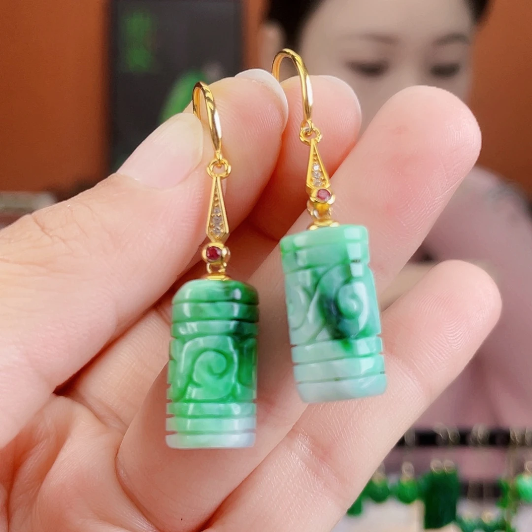 翡翠银S925镶嵌耳饰