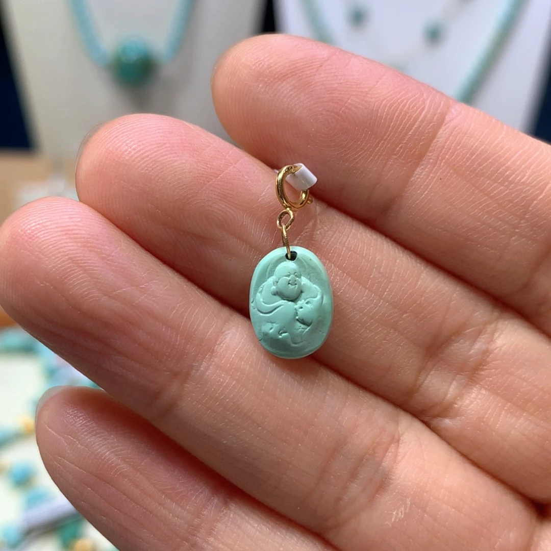 绿松石18K金镶嵌挂件