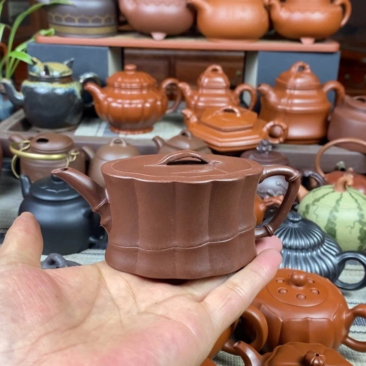 茶壶紫砂一梱竹130Cc原矿老紫泥特价