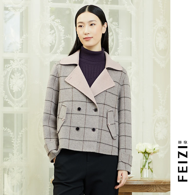 菲姿FEIZI冬款短款格纹外套1W122