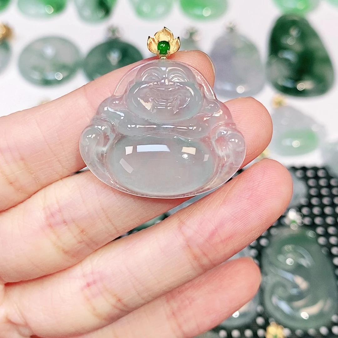 吊坠(不含链)18K金镶嵌翡翠