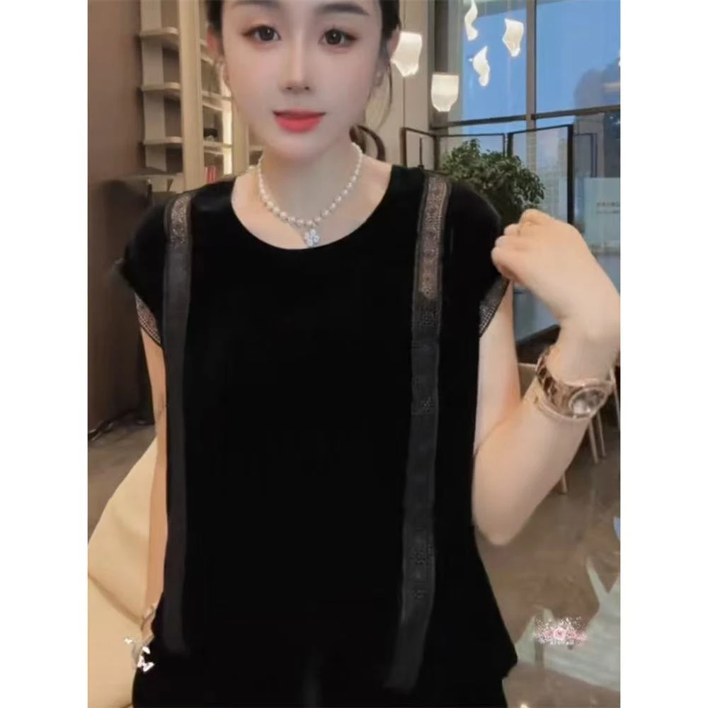 2025夏季新款丝绒打底衫外穿显瘦减龄年轻洋气上衣百搭遮肚子高档