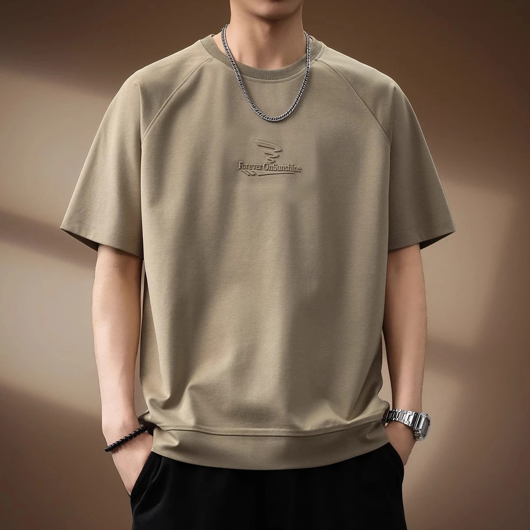 U&PURA高端莱赛尔软糯印花短袖T恤男2025夏季百搭舒适简约潮流T恤