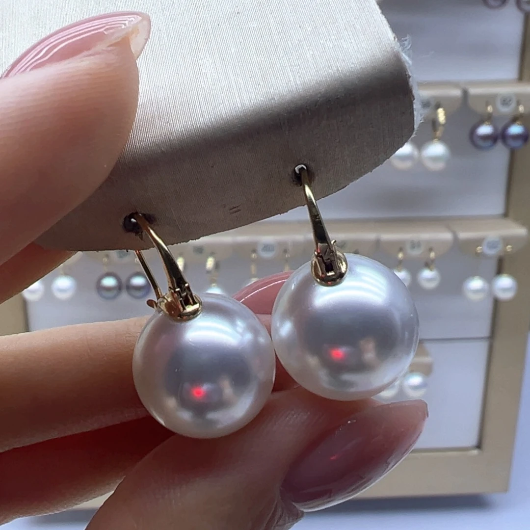 18K金镶嵌淡水珍珠耳饰