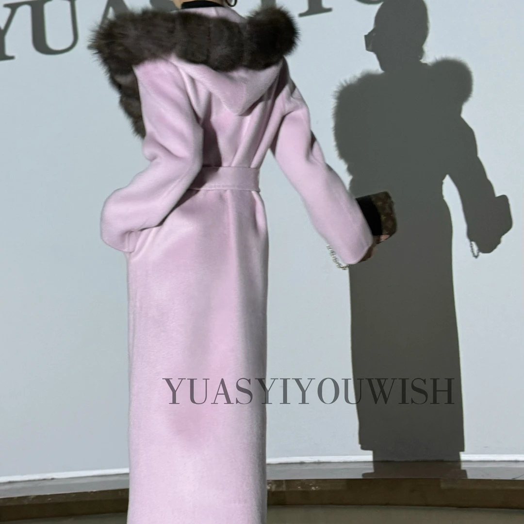 YUASYIYOUWISH[X Y] |“香雪海”农夫色号气质连帽羊驼羊毛外套