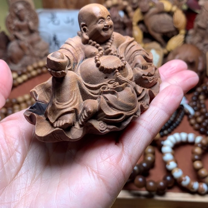 把件檀香木老山檀弥勒瑕疵