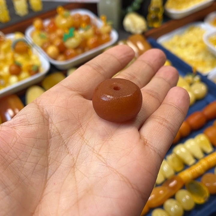 琥珀未镶嵌裸石卡24大加老蜡橘皮墩