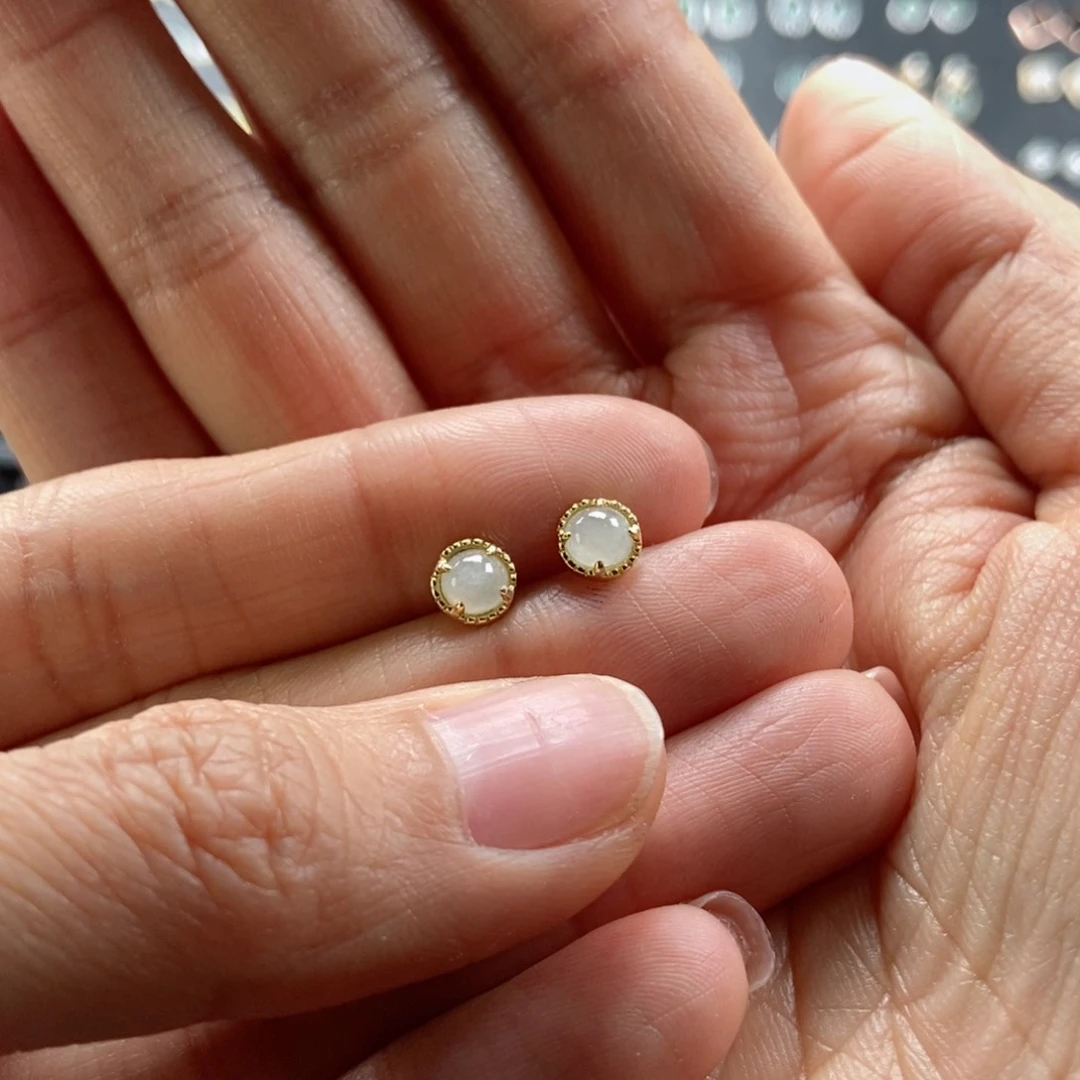 翡翠耳饰银S925镶嵌翡翠首饰