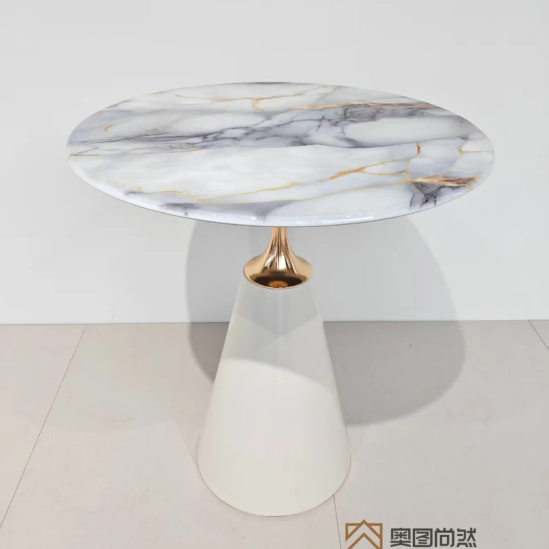 简约轻奢风客厅角几边几家用桌子创意北欧茶几圆形意式极简圆桌