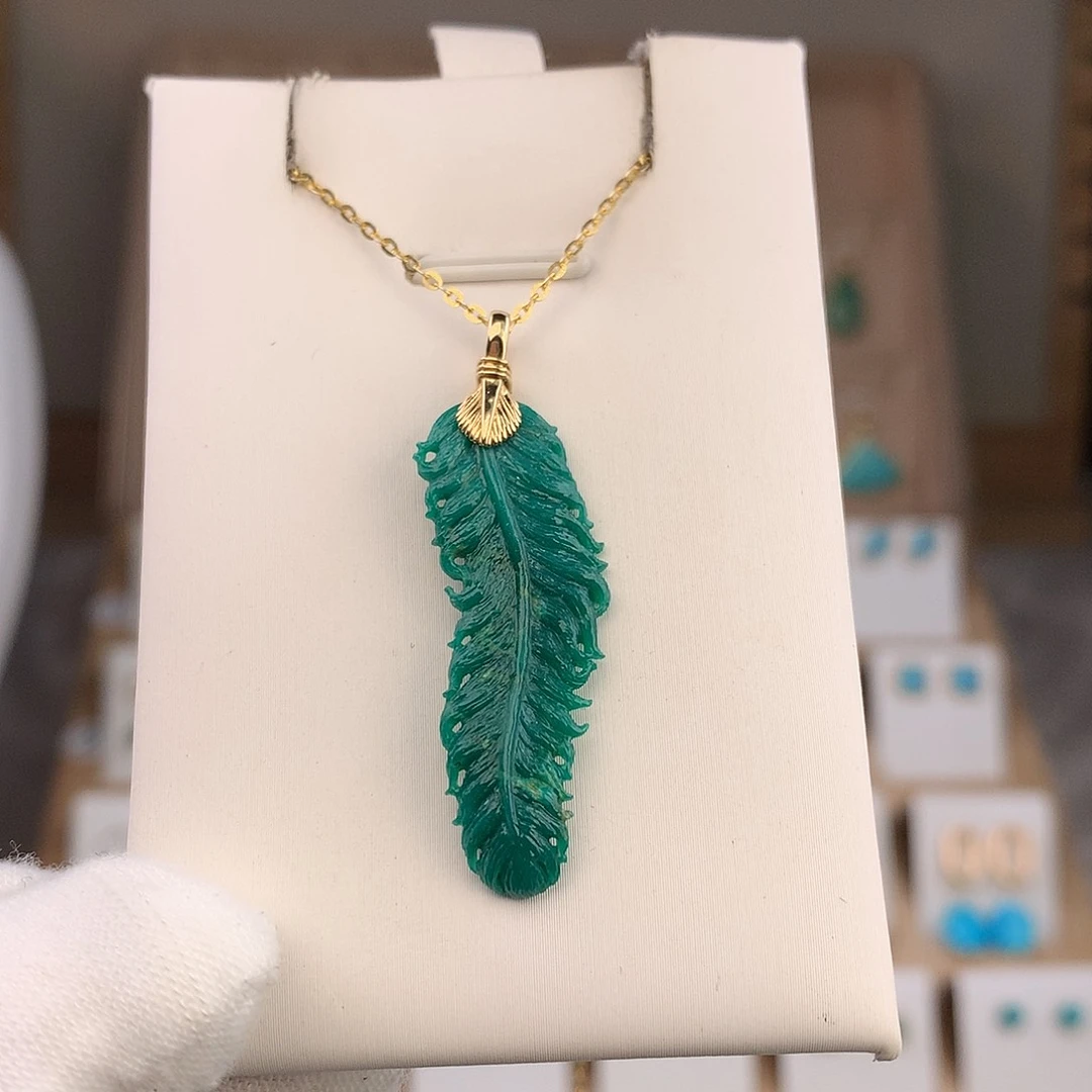 绿松石18K金镶嵌吊坠(不含链)