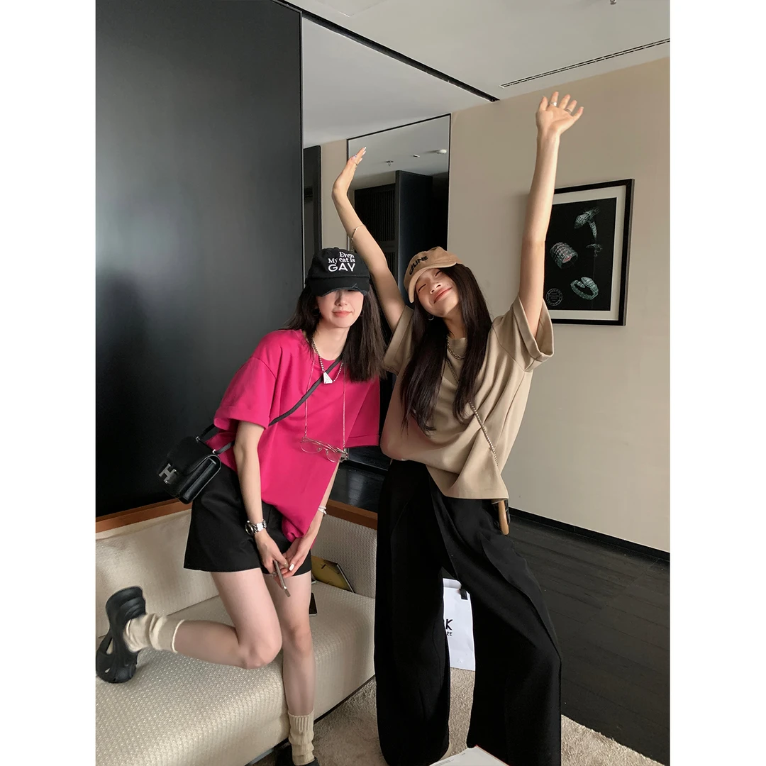 区区欧阳【半永久懒人t】短袖T恤女夏季新款宽松显瘦圆领上衣