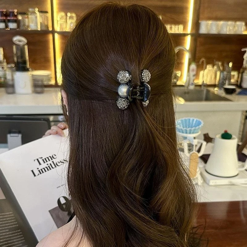 温柔披肩发抓夹轻奢精致珠珠闪锆气质夹子刘海小抓夹时尚百搭