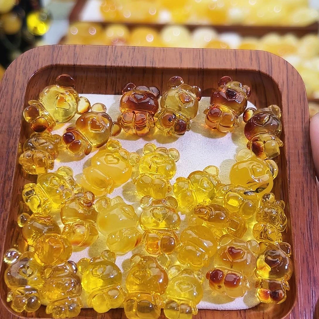 未镶嵌琥珀裸石蜜蜡小熊