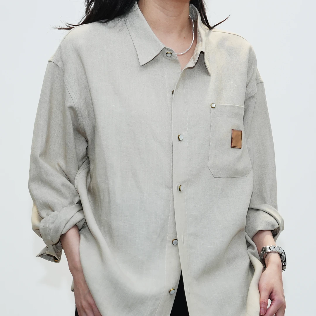 【绘尚D3黛仪3103】亚麻天丝T恤夏季休闲百搭男女同款圆领S253103