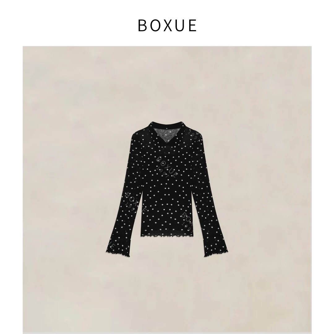 BOXUE”久宣”2025春季新款高级感轻奢波点 T恤#250321T335