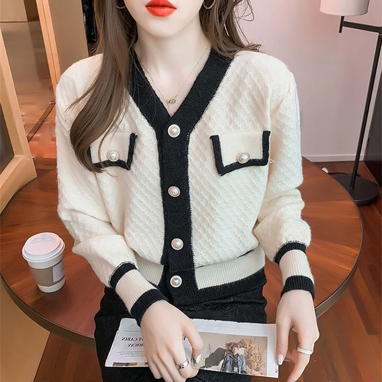 秋冬季新款女 v领长袖气质休闲女外贸款批发