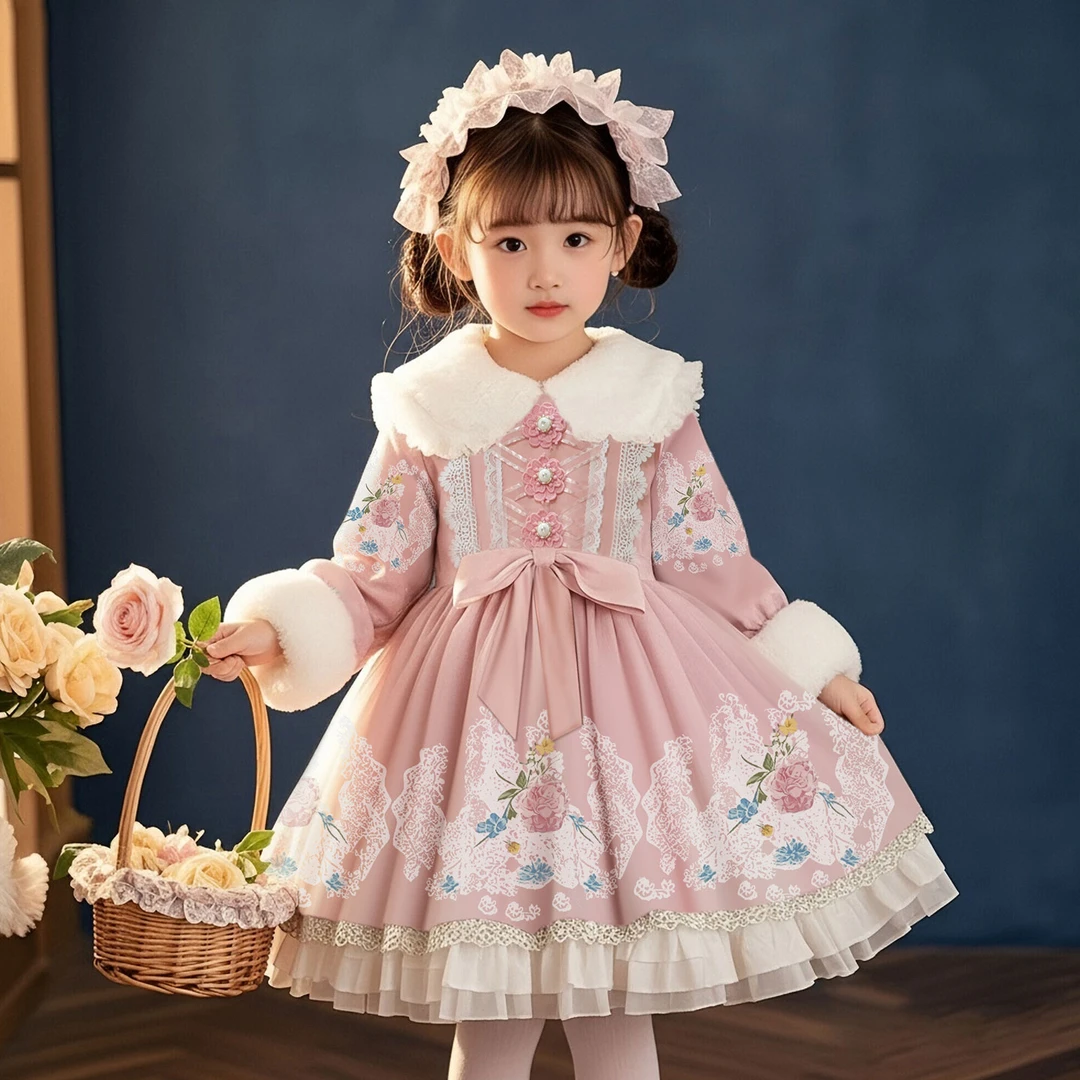 女童连衣裙2025新款儿童洋气公主裙冬季小女孩生日裙子洛丽塔裙冬