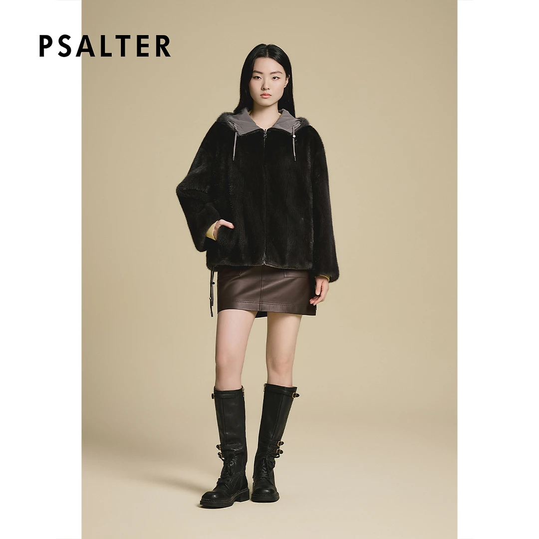 诗篇专选连帽双面穿工装风貂毛皮草外套2025冬季新款