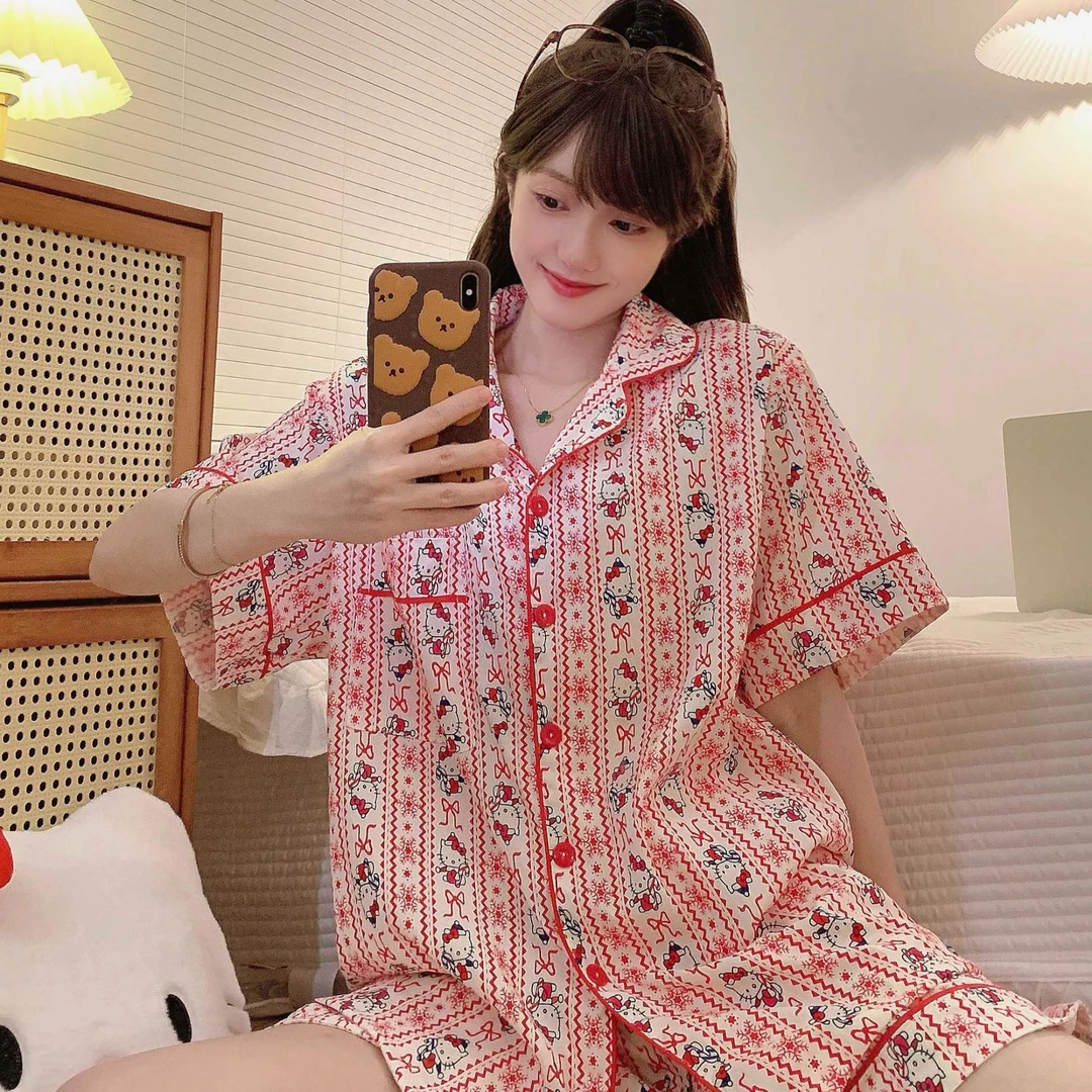 大码250斤睡衣女士短袖短裤子套装居家可外穿家居服夏季新款D4472