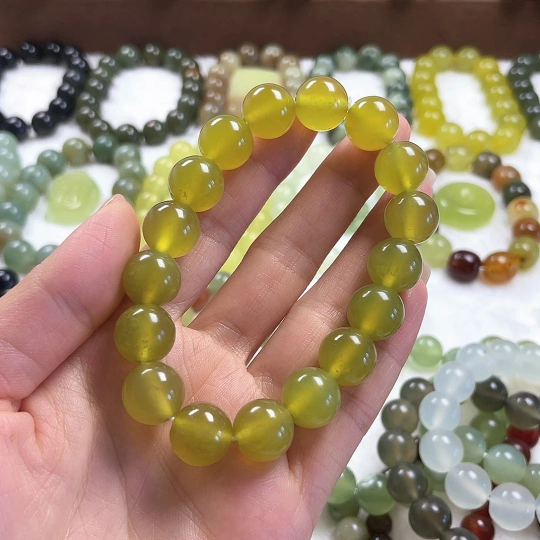 未镶嵌蛇纹石玉手串花*凝