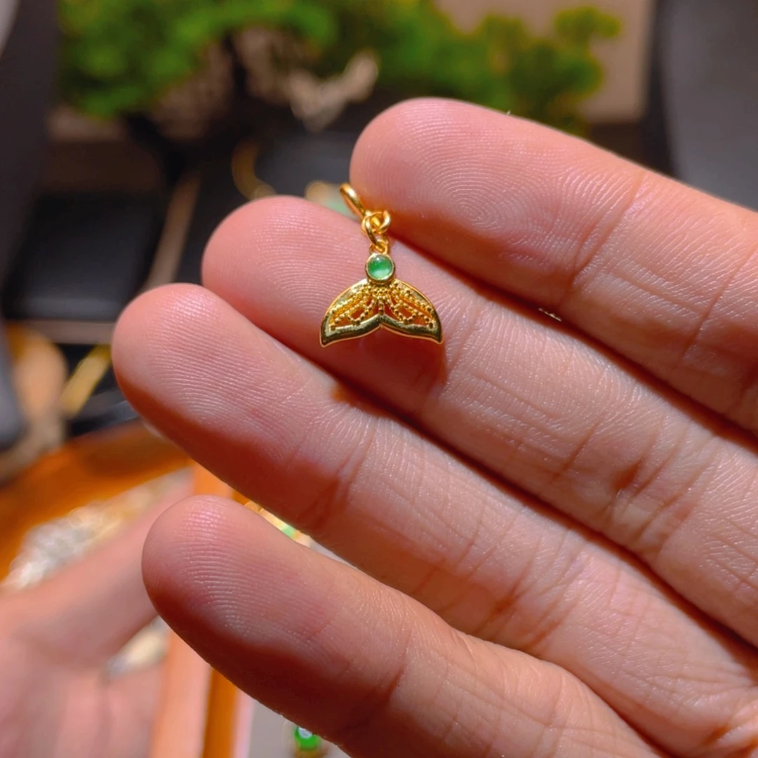 翡翠银S925镶嵌吊坠(不含链)