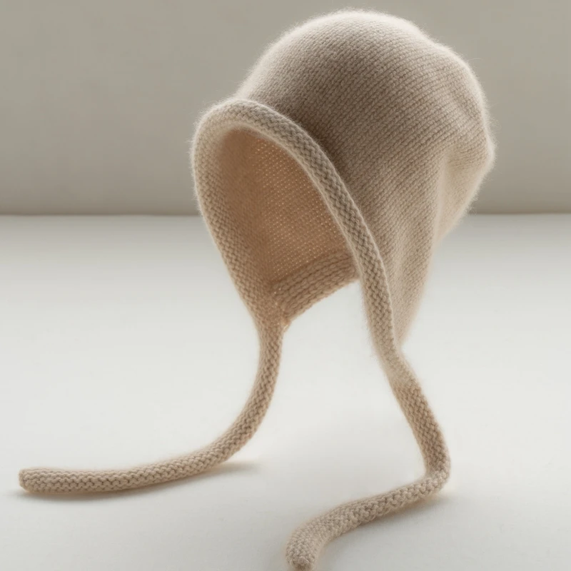 【周迅同款】八股加厚棒针卷边山羊绒针织护耳帽