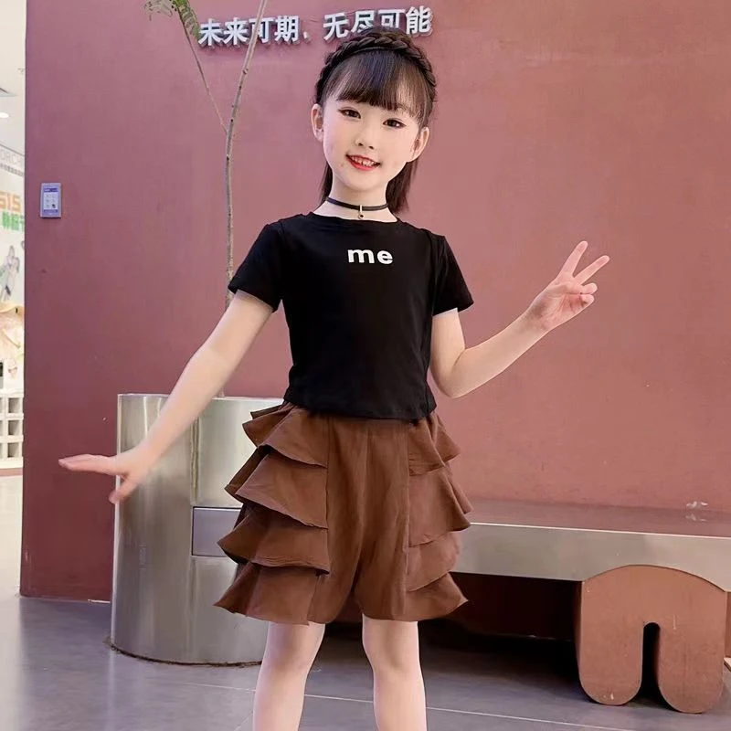 2026年新款网红洋气时尚中大童裤裙两件套女童夏季运动多巴胺套装