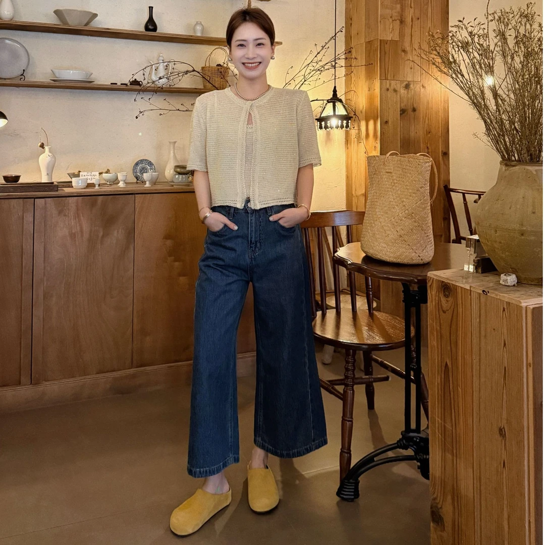 SUNCC自制 真香裤 夏季小众设计高级水洗百搭神裤阔腿显瘦牛仔裤