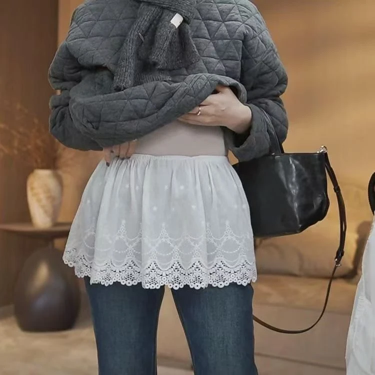 蕾丝小屁帘打底半身裙女秋冬新款松紧腰防走光高腰叠穿短裙子