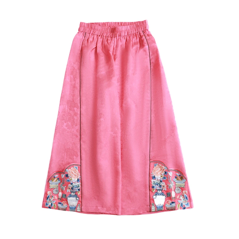 「绯墨」乐锦坊原创手工中国风高档显瘦中式长款汉服刺绣日常裤子