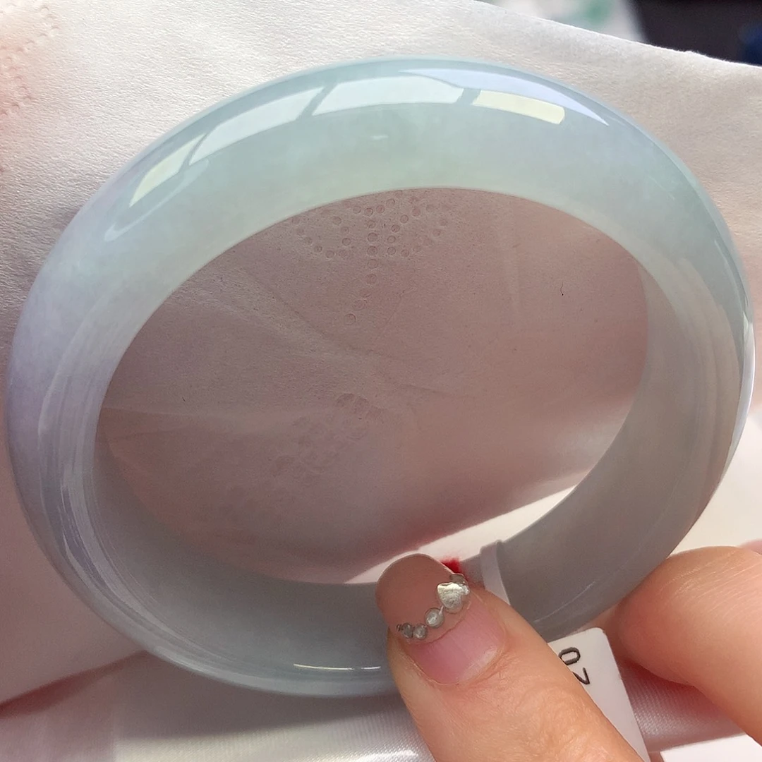 翡翠手镯未镶嵌天然翡翠52-53蓝紫底神秘梦幻款