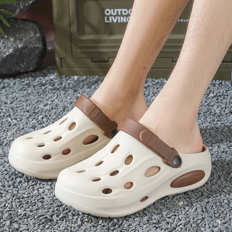 新款EVA洞洞鞋男夏季厚底踩屎感凉拖鞋外穿时尚运动凉鞋透气沙滩