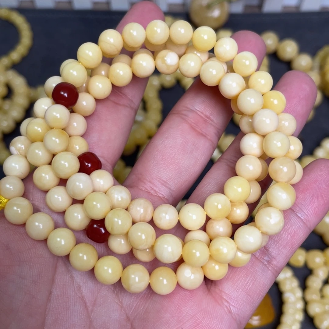 蜜蜡未镶嵌裸石蜜蜡佛珠7.7mm