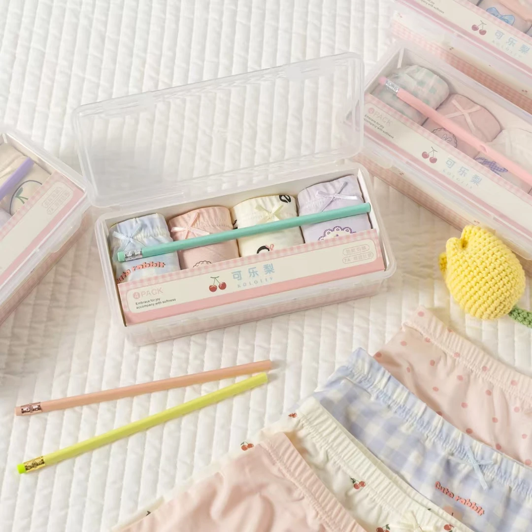 2025女童新品韩版儿童内裤男女孩卡通平角裤可乐梨棉四角内裤2142