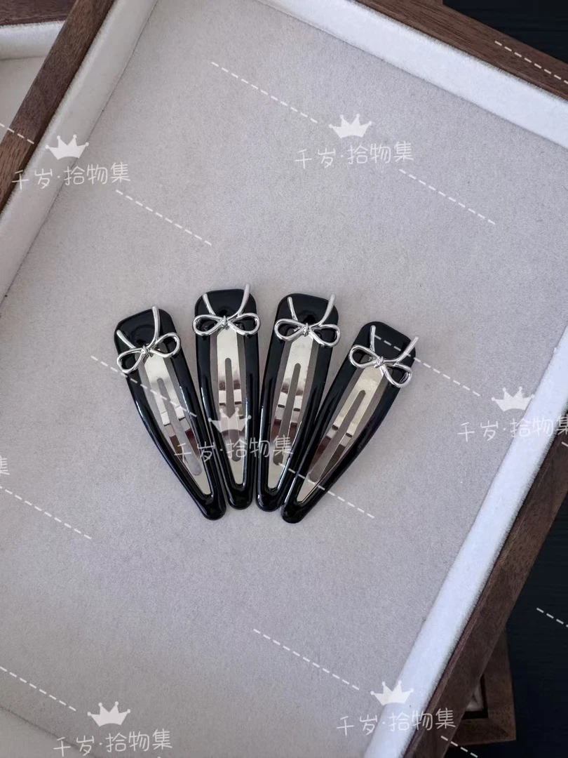 韩系极简小众4支装黑色蝴蝶结发夹（012-013）