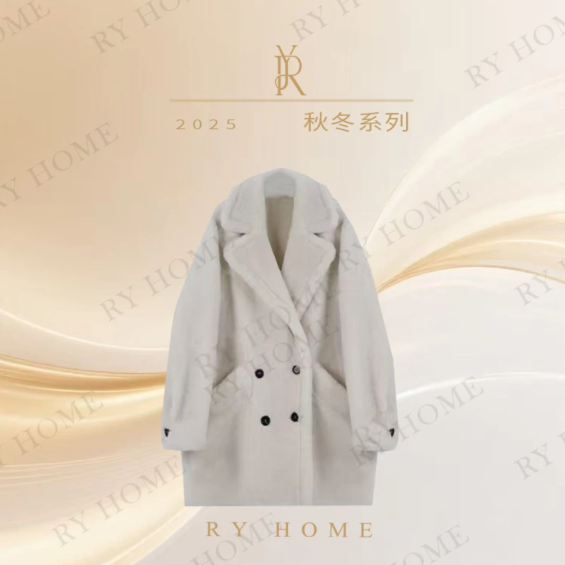 【容雨RYHOME】设计款中长款皮毛一体大衣外套243W2092