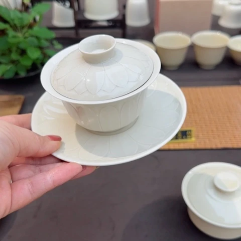 三才盖碗定窑定瓷