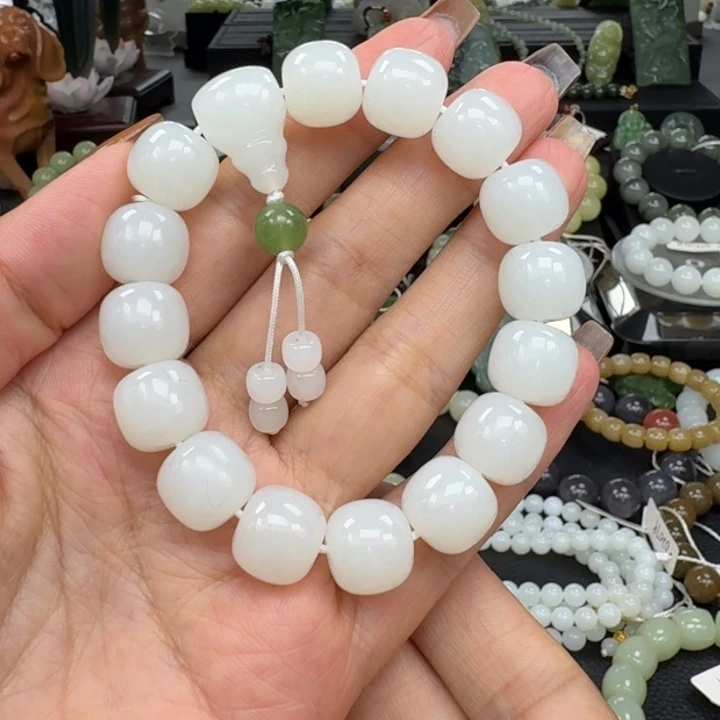 和田玉未镶嵌手链和田玉新疆且末金山白玉卡13