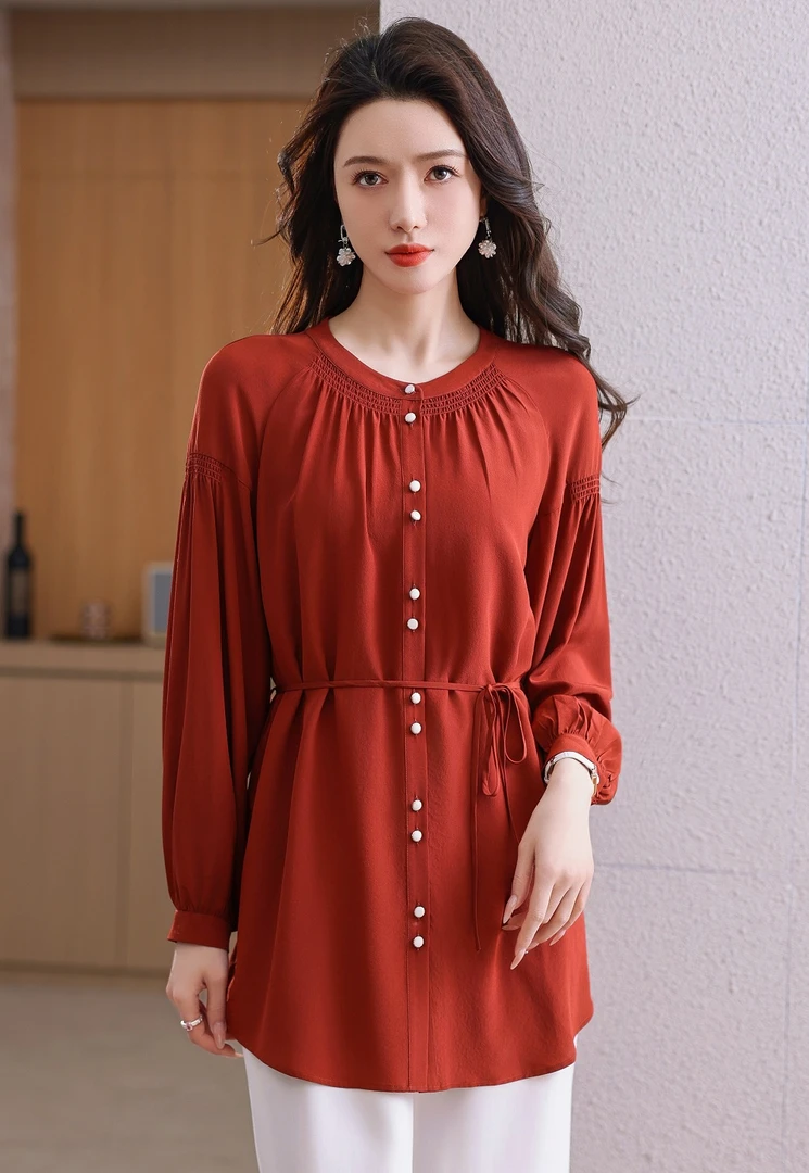 2025新款16姆米03双皱桑蚕丝衬衫S3769