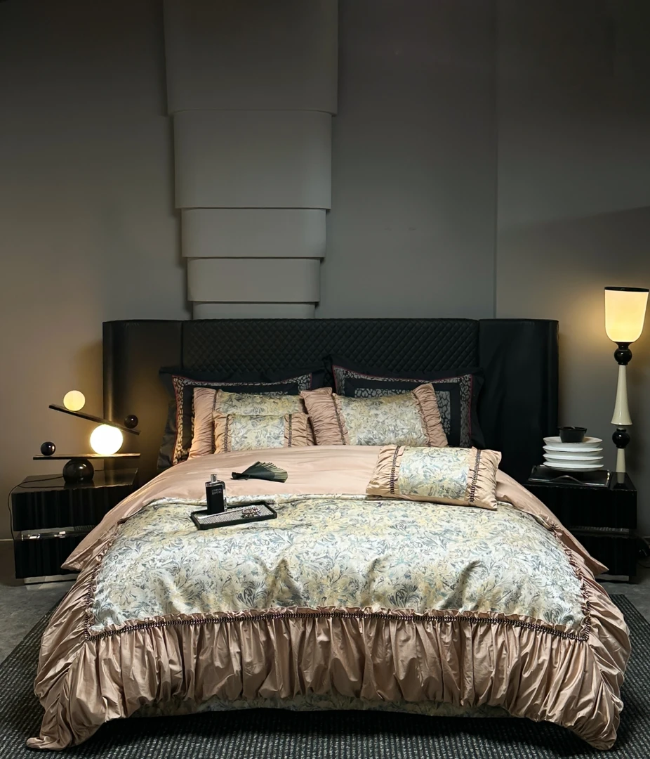 锦绣花园】奶茶色新品高端轻奢长绒棉色织提花四件套