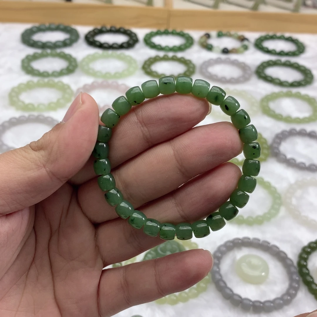 和田玉未镶嵌手串（直切猕猴桃碧玉7）