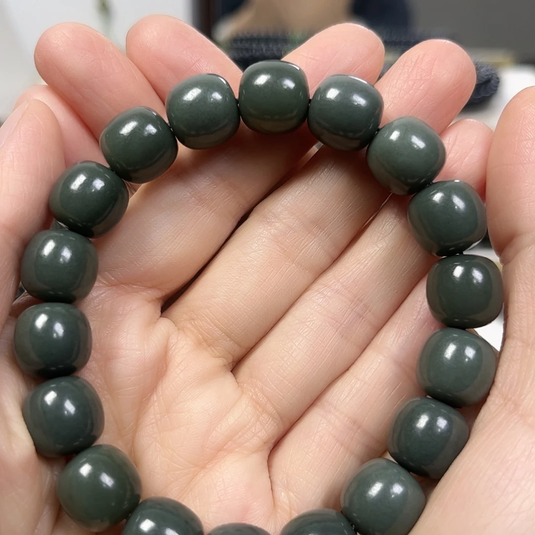 和田玉未镶嵌手串卡12老形珠