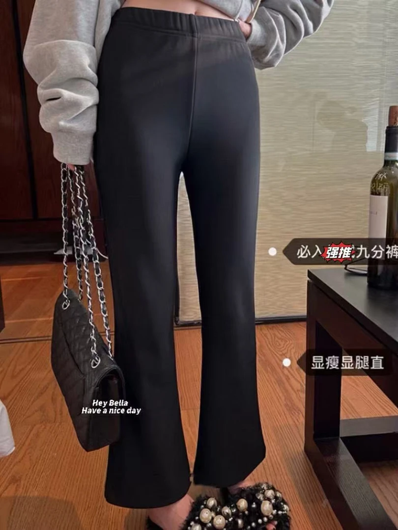 早秋新款时尚显瘦高腰休闲百搭黑色超模裤8603