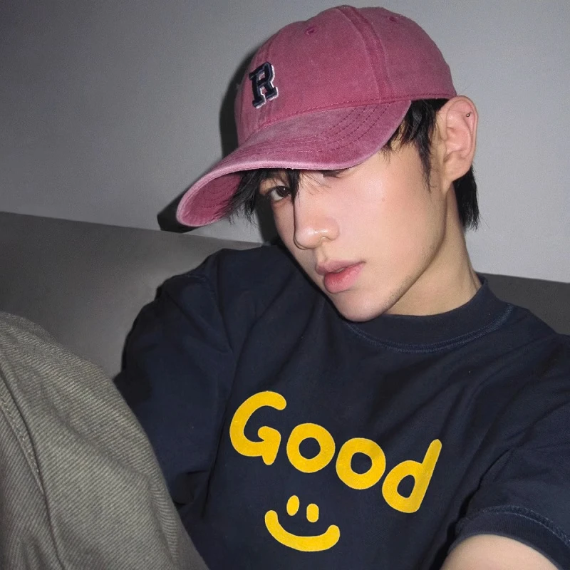 HUOSHAN新款美式潮流时尚微笑Good纯棉短袖t恤男士情侣半袖t恤